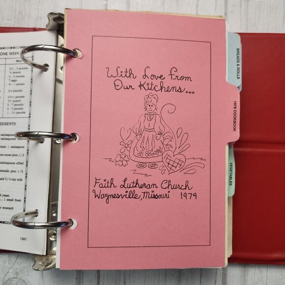 Vintage Faith Evangelical Luthrern Church The New and Old Cookbooks Binder 62-97 - Picture 7 of 14